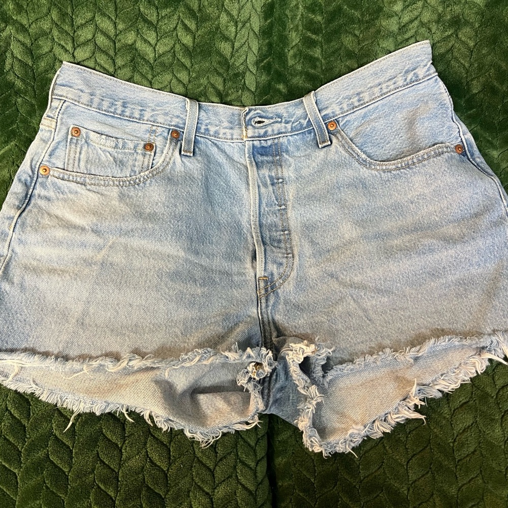 Levi's Blue Distressed Jean Shorts Vintage Style
